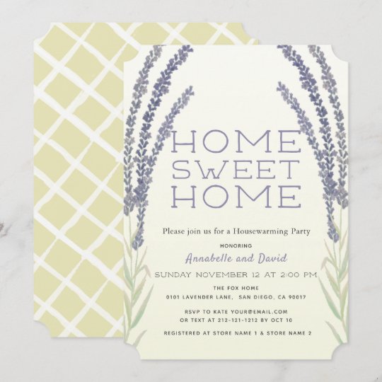 ラベンダーフラワースプリングスイエローハウスウォーミングパーティー 招待状 Zazzle Co Jp