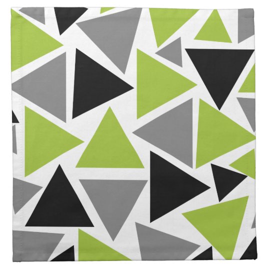 ランダム三角形石灰緑灰色黒オン白 ナプキンクロス Zazzle Co Jp