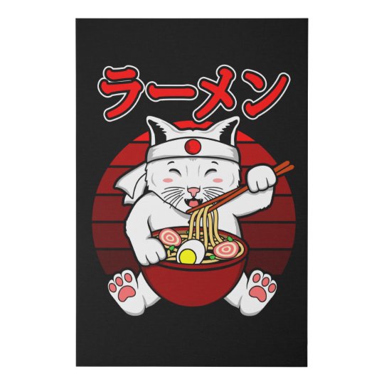 ラーメン食べ物の猫日本の狐稲荷キツネ フェイクキャンバスプリント Zazzle Co Jp