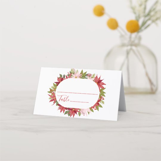 レッドポインセティア結婚クリスマス座席表 プレイスカード Zazzle Co Jp