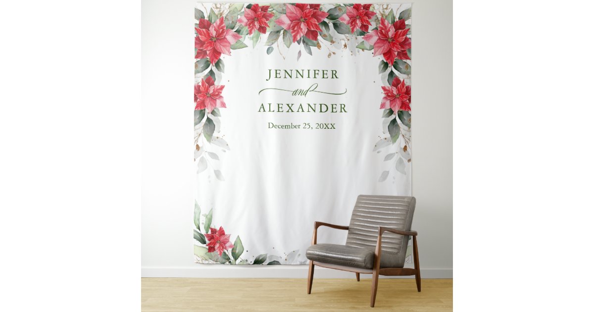 レッド ポインセティア ウィンター ウェディング フォトブースの背景 タペストリー Zazzle Co Jp レッド ポインセティア ウィンター ウェディング フォトブースの背景 タペストリー Zazzle Co Jp