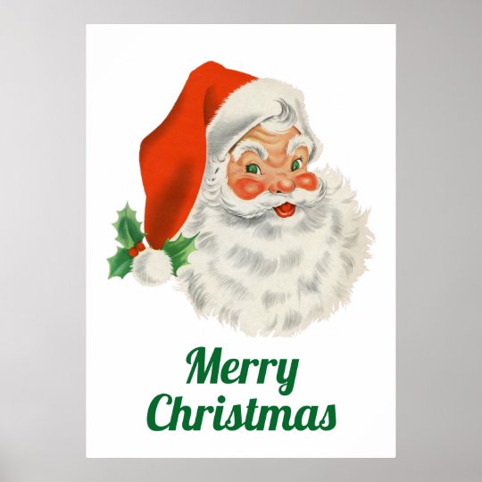 レトロヴィンテージサすてきンタクロースクリスマス ポスター Zazzle Co Jp