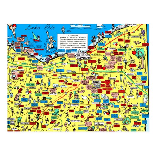 レトロ1966年クリーブランド オハイオ州の地図の郵便はがき ポストカード Zazzle Co Jp