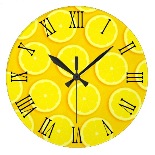 レモン切れの写実的で黄色いローマの柱時計 ラージ壁時計 Zazzle Co Jp