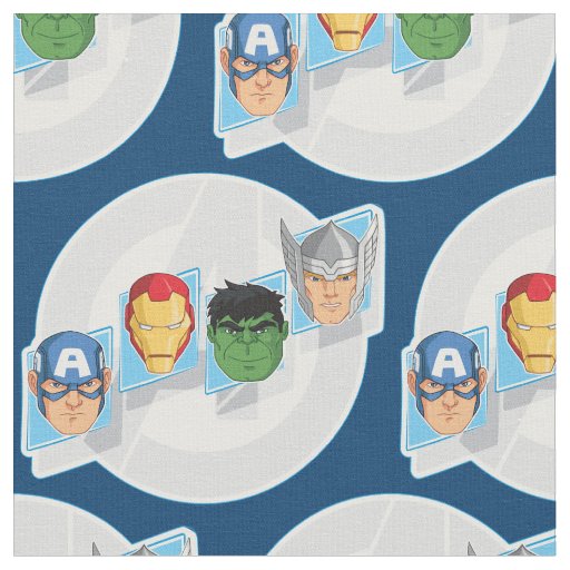 ロゴ上のavengersキャラクター顔 ファブリック Zazzle Co Jp