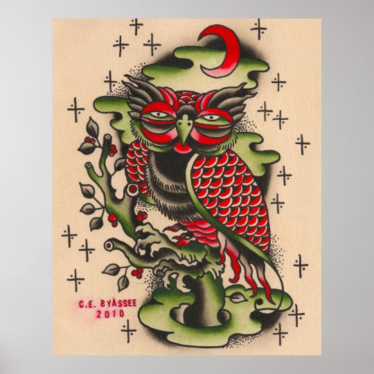 ロシアのなフクロウの入れ墨のデザイン ポスター Zazzle Co Jp