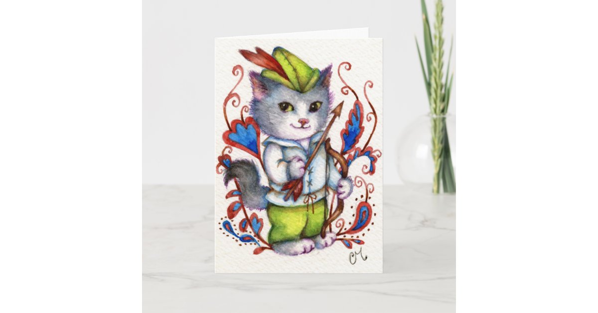 ロビン フッド かわいい猫の挨拶状 カード Zazzle Co Jp ロビン フッド かわいい猫の挨拶状 カード Zazzle Co Jp