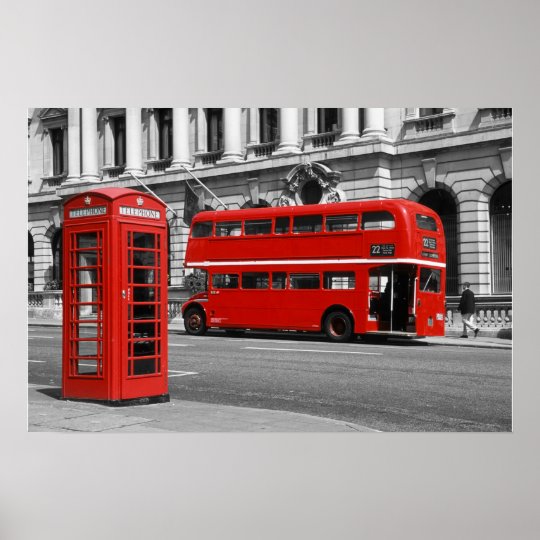 ロンドンバス及び赤い電話ボックス ポスター Zazzle Co Jp