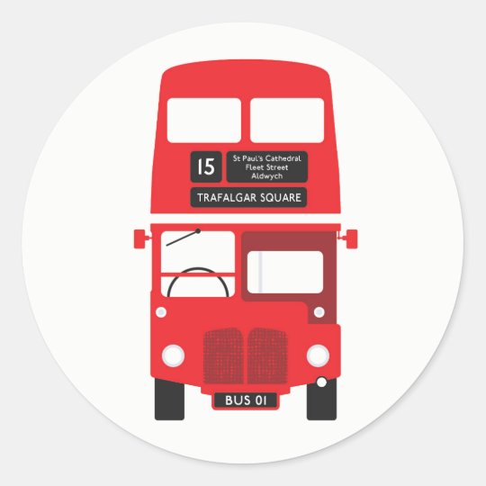 ロンドン赤いバスステッカー ラウンドシール Zazzle Co Jp