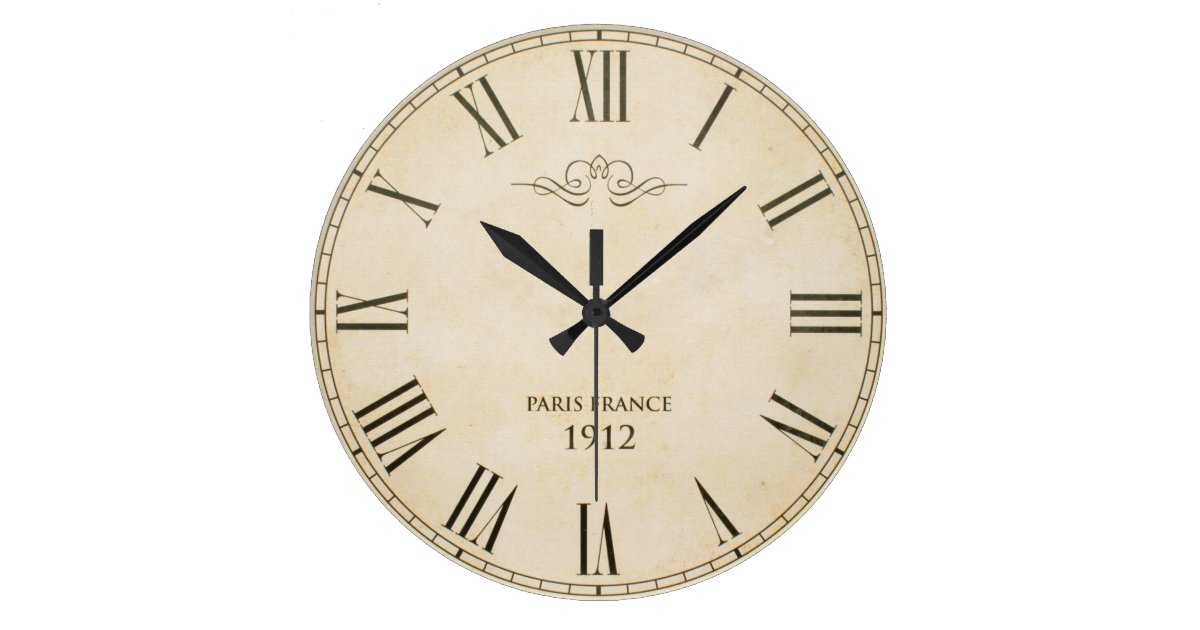ローマ数字の文字盤パリフランス1912年 ラージ壁時計 Zazzle Co Jp