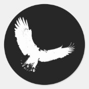 白頭鷲のシルエット ラウンドシール Zazzle Co Jp