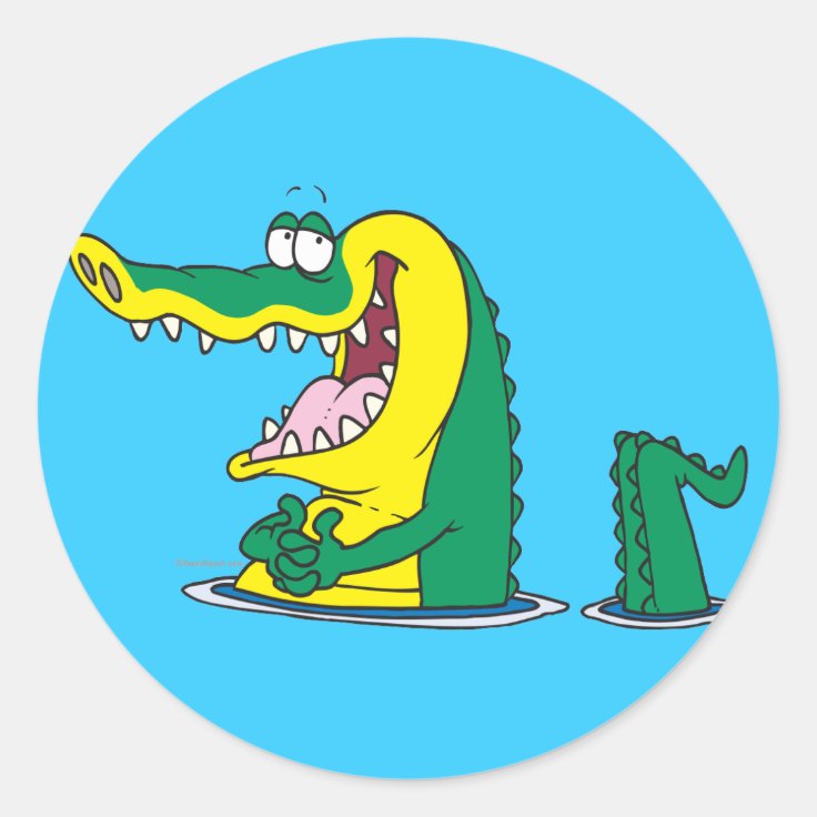 ワニ間抜けの漫画キャラクター ラウンドシール Zazzle Co Jp