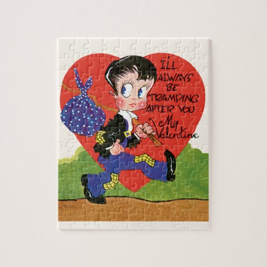 ヴィンテージのかわいいバレンタインデー ルンペンの男の子のハート ジグソーパズル Zazzle Co Jp