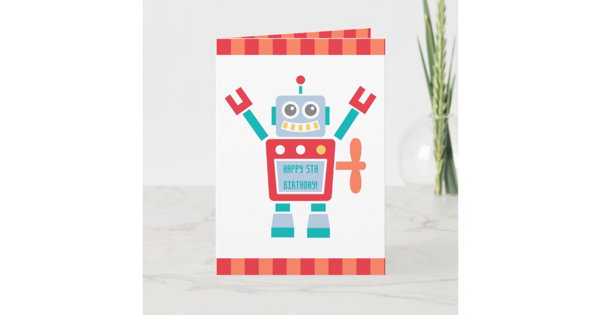 ヴィンテージのかわいいロボットおもちゃのハッピーバースデー カード Zazzle Co Jp