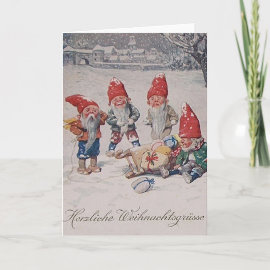 ヴィンテージのドイツ語は小妖精や小人のクリスマスカードを小さくします シーズンカード Zazzle Co Jp
