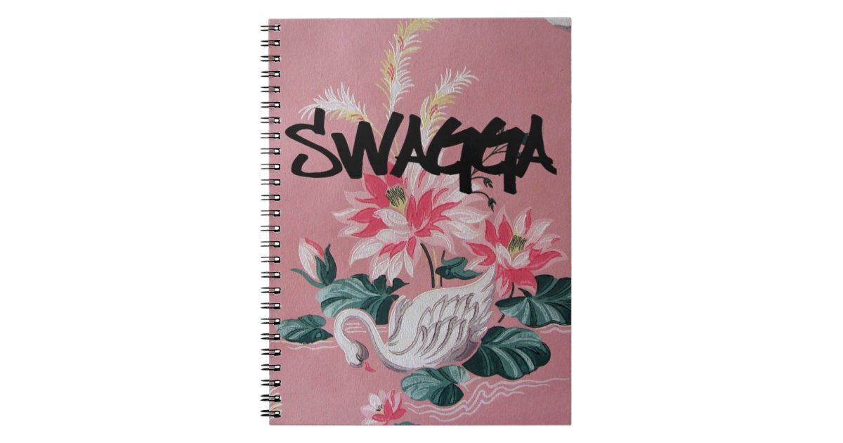 ヴィンテージのピンクの花柄および白鳥の壁紙のノート ノートブック Zazzle Co Jp ヴィンテージのピンクの花柄および白鳥の壁紙のノート ノートブック Zazzle Co Jp