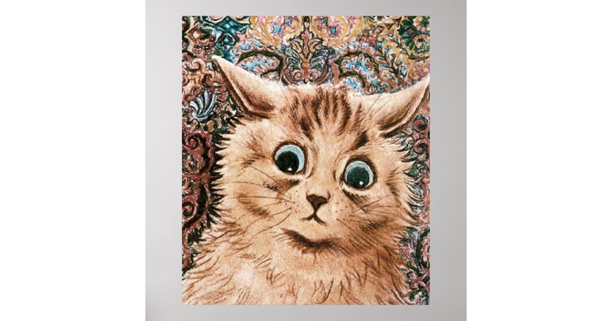 ヴィンテージの壁紙猫ポスタープリント ポスター Zazzle Co Jp