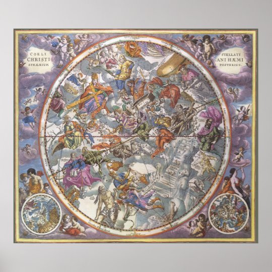 ヴィンテージの天文学 キリスト教の星座の地図 ポスター Zazzle Co Jp