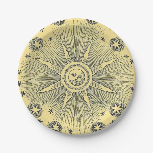 ヴィンテージの太陽と星の中世の空の図 ペーパープレート Zazzle Co Jp