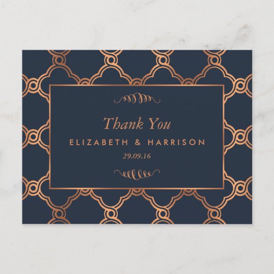 ヴィンテージの幾何学的なアールデコのgatsbyの結婚式の感謝 ポストカード Zazzle Co Jp