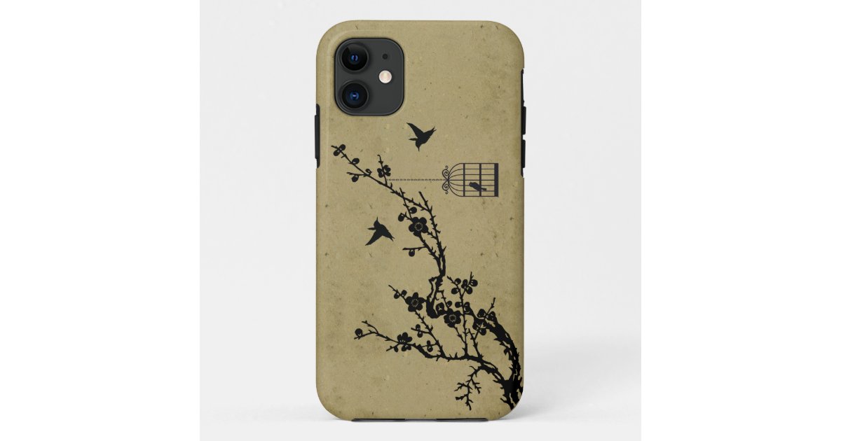 ヴィンテージの桜の枝および鳥のシルエット Case Mate Iphoneケース Zazzle Co Jp