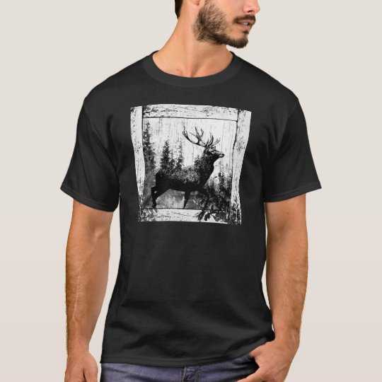 ヴィンテージの雄鹿のシカの白黒動物 Tシャツ Zazzle Co Jp