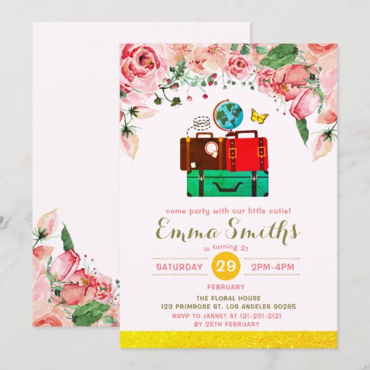 ヴィンテージアドベンチャーワールドトラベル素朴誕生日 招待状 Zazzle Co Jp