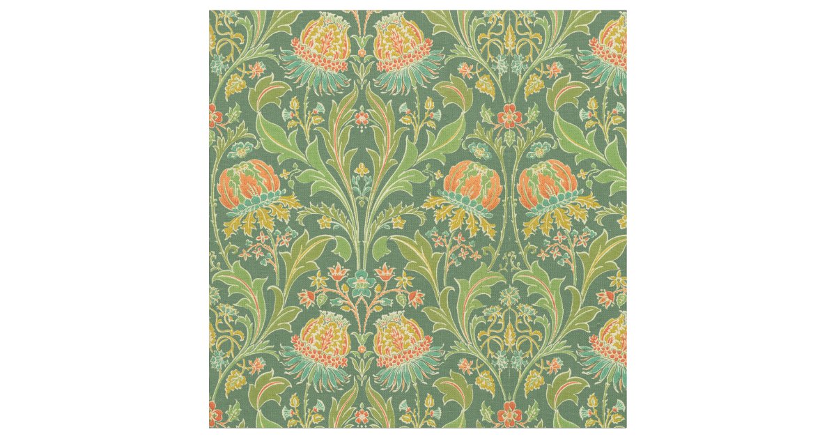 ヴィンテージアールヌーボー花柄 ファブリック | Zazzle.co.jp