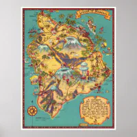 ヴィンテージハワイ島の地図 ポスター | Zazzle.co.jp