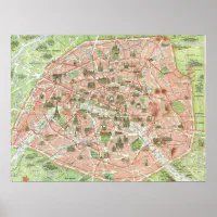 ヴィンテージパリの地図（1920年） ポスター | Zazzle.co.jp