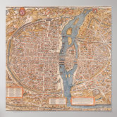 ヴィンテージパリの地図（1920年） ポスター | Zazzle.co.jp