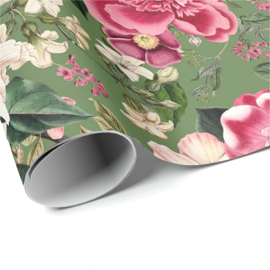 ヴィンテージ植物園の花柄 ラッピングペーパー Zazzle Co Jp