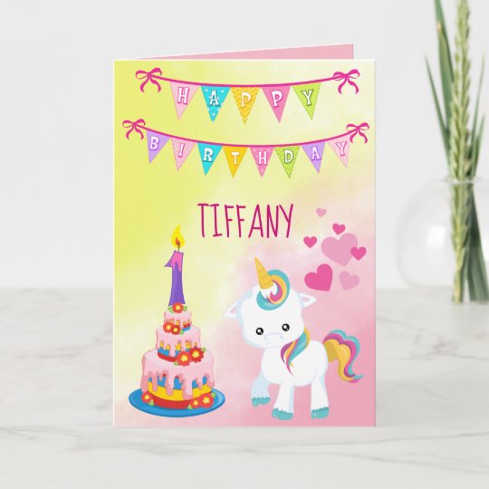 一角獣 ユニコーン の1歳の誕生日おめでとう カード Zazzle Co Jp