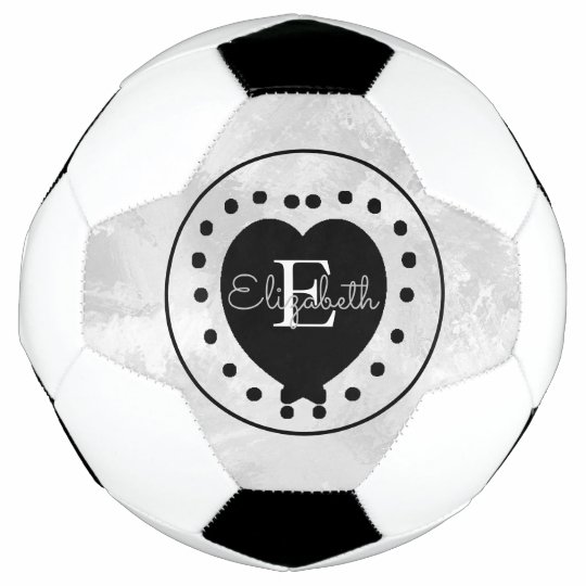 上品の最初のモノグラムの白黒の灰色のハート サッカーボール Zazzle Co Jp