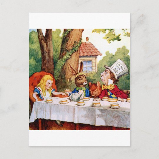 不思議の国のアリスそして帽子屋のお茶会 インビテーションポストカード Zazzle Co Jp