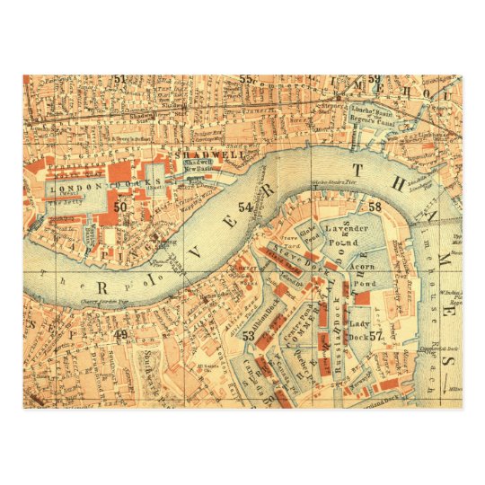 世慣れた都会人 ヴィンテージの地図ロンドンテムズ川 ポストカード Zazzle Co Jp