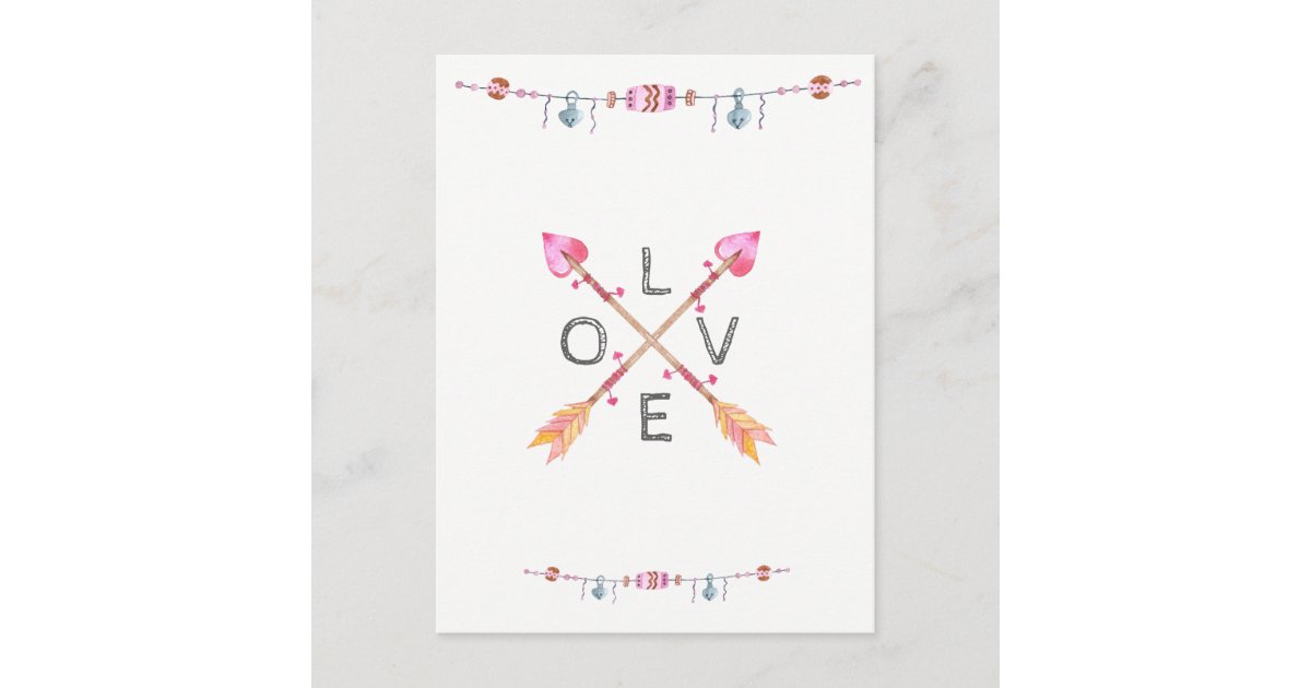 交差させた種族のハートの矢愛 ポストカード Zazzle Co Jp