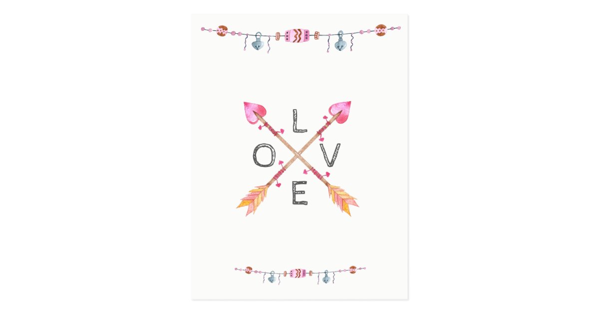 交差させた種族のハートの矢愛 ポストカード Zazzle Co Jp