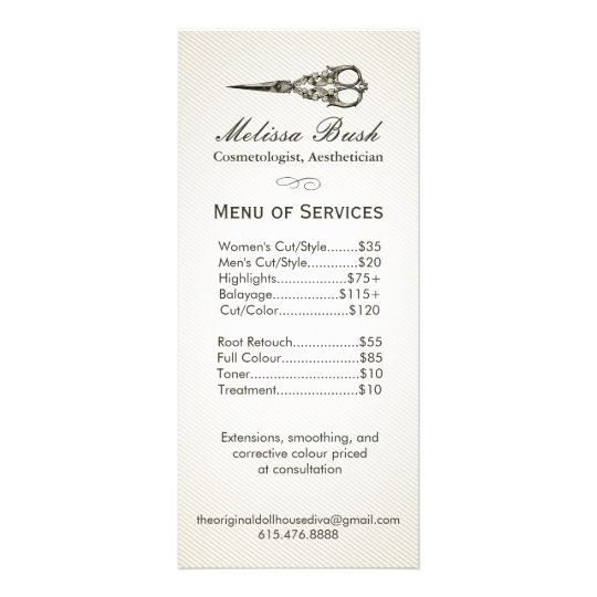 値段表 のアンティークはヴィンテージの美容院を切ります ラックカード Zazzle Co Jp