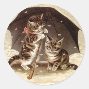 傘 猫シール  Zazzle.co.jp