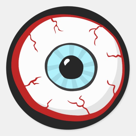充血した目の球のおもしろいな漫画のステッカー ラウンドシール Zazzle Co Jp
