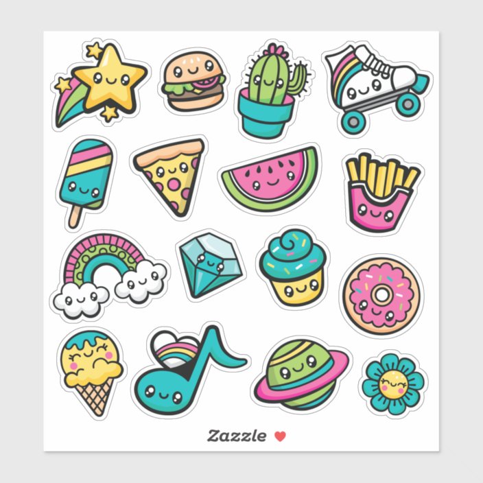 全くかわいい落書きのビニール シール Zazzle Co Jp