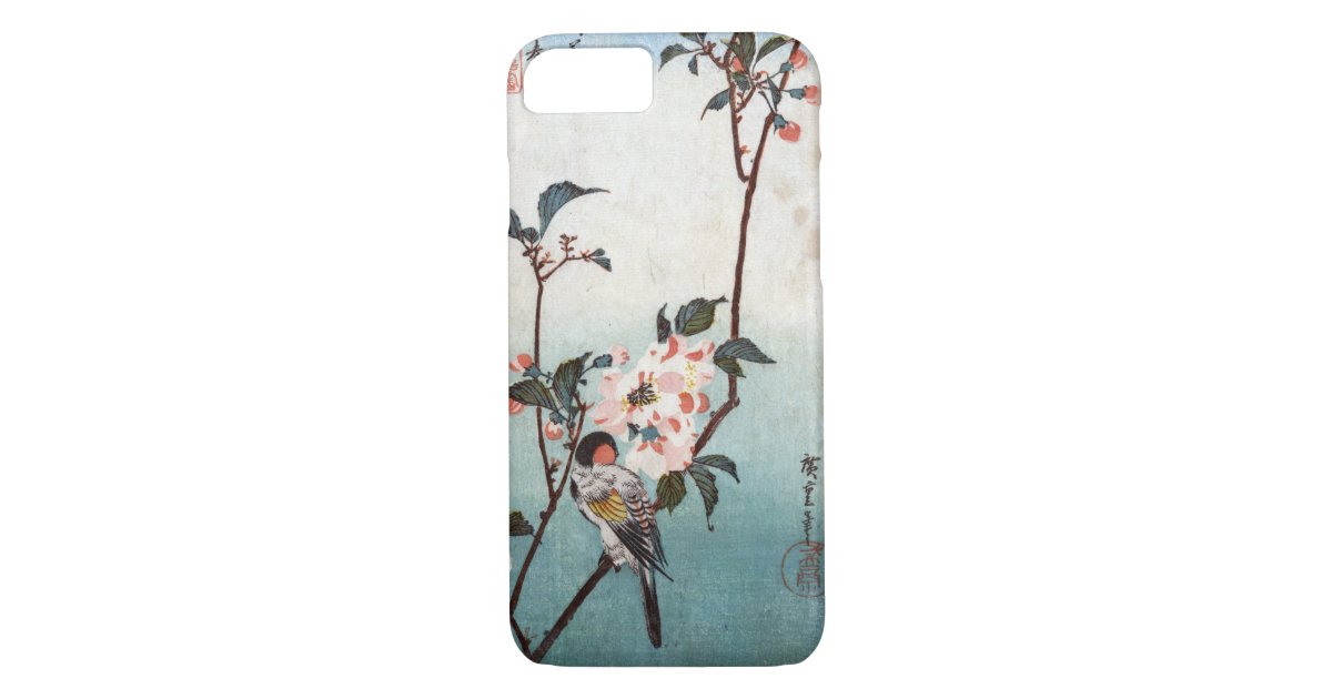 八重桜に鳥 広重の桜及び鳥 Hiroshigeの浮世絵 Case Mate Iphoneケース Zazzle Co Jp