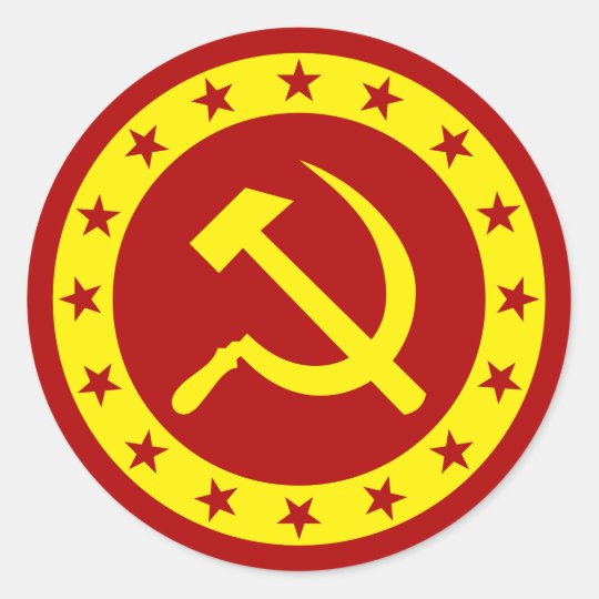 共産主義の記号のハンマーの鎌 ラウンドシール Zazzle Co Jp