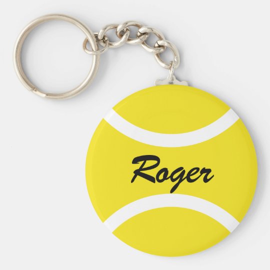 円形のテニス ボールのkeychain Personalizableの名前 キーホルダー Zazzle Co Jp