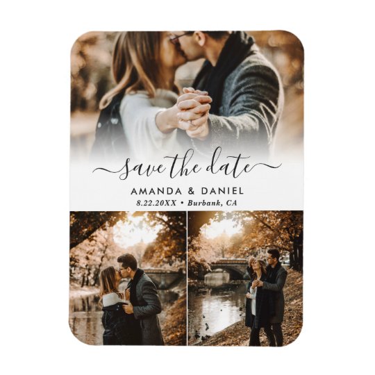 写真のコラージュ結婚式が日付を救う マグネット Zazzle Co Jp