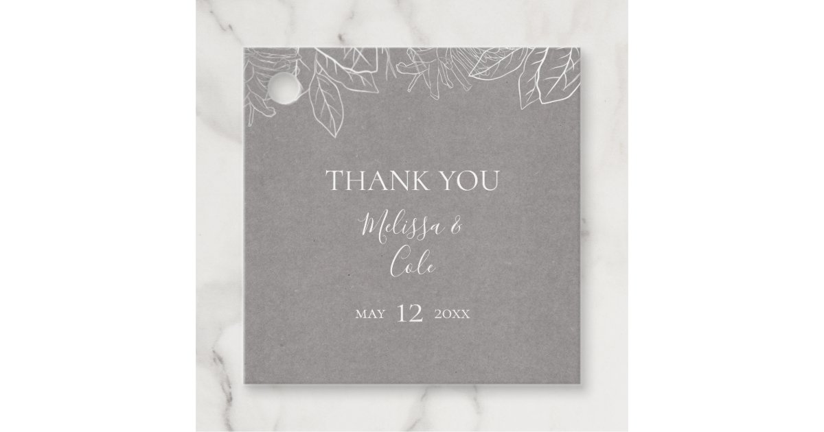 冬素朴 Gray Thank Youメッセージカード フェイバータグ Zazzle Co Jp
