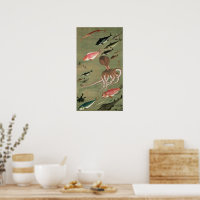 動植綵絵 27 諸魚図, 伊藤若冲 ポスター Zazzle co jp