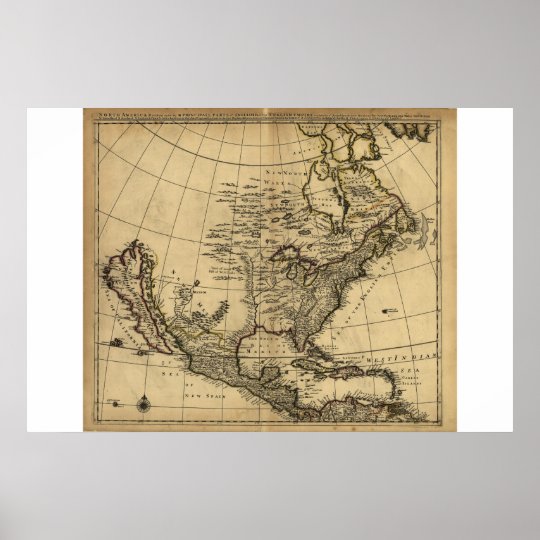 北アメリカ 1685年頃英語の地図 ポスター Zazzle Co Jp