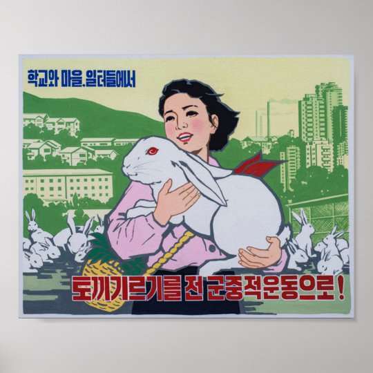 北朝鮮のプロパガンダポスター 赤い目のバニー ポスター Zazzle Co Jp